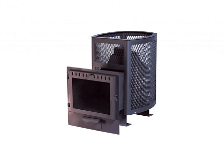 Печь банная чугунная "Сибирь-20" Панорамная дверца (Сетка)